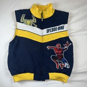 Vintage Spiderman Navy Blue Embroidered Vest Size‎ 7 Boys 2006 Y2k Thick RARE